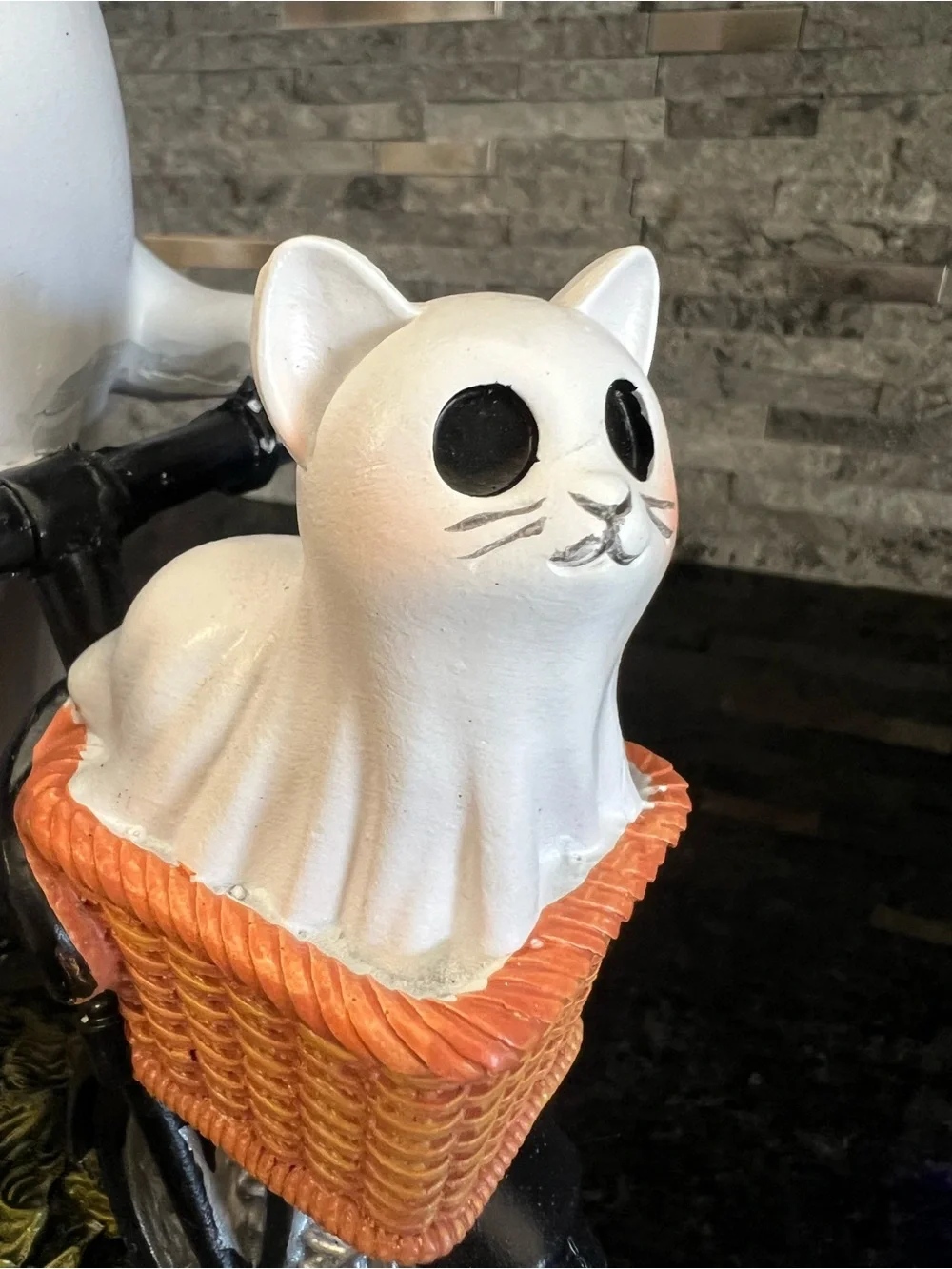 SUPER CUTE!!! Girl GHOST on Bicycle With Pet CAT GHOST In Basket
